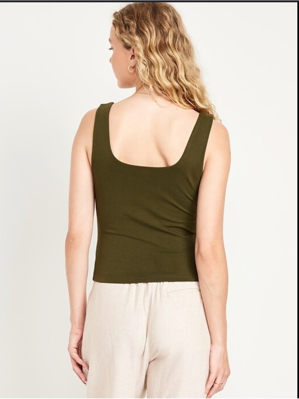 Old Navy Dark Green Cotton Stretch Double-Layer Tank Top. Women’s XL - Picture 2 of 6